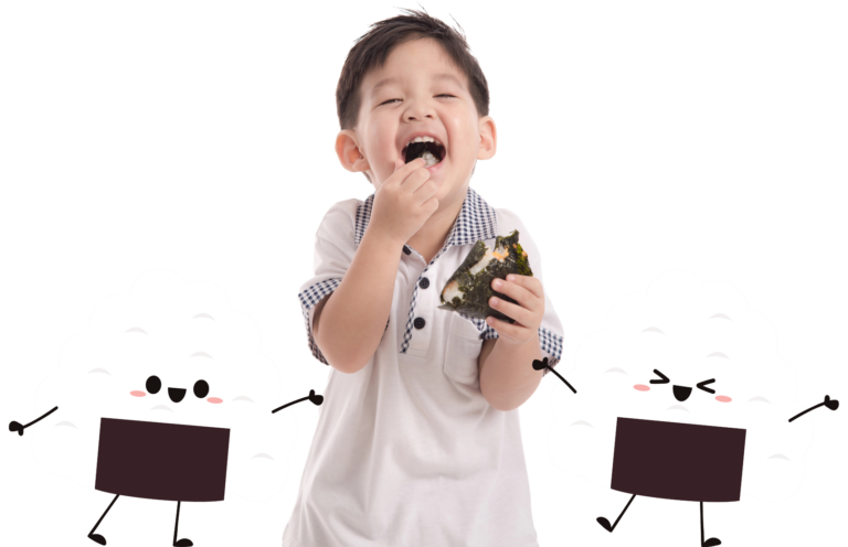 kid enjoying a fresh onigiri fresh sushi for businesses